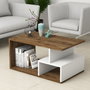 Hanah Home Mesa de café Arte 2042 nogal oscuro y blanco